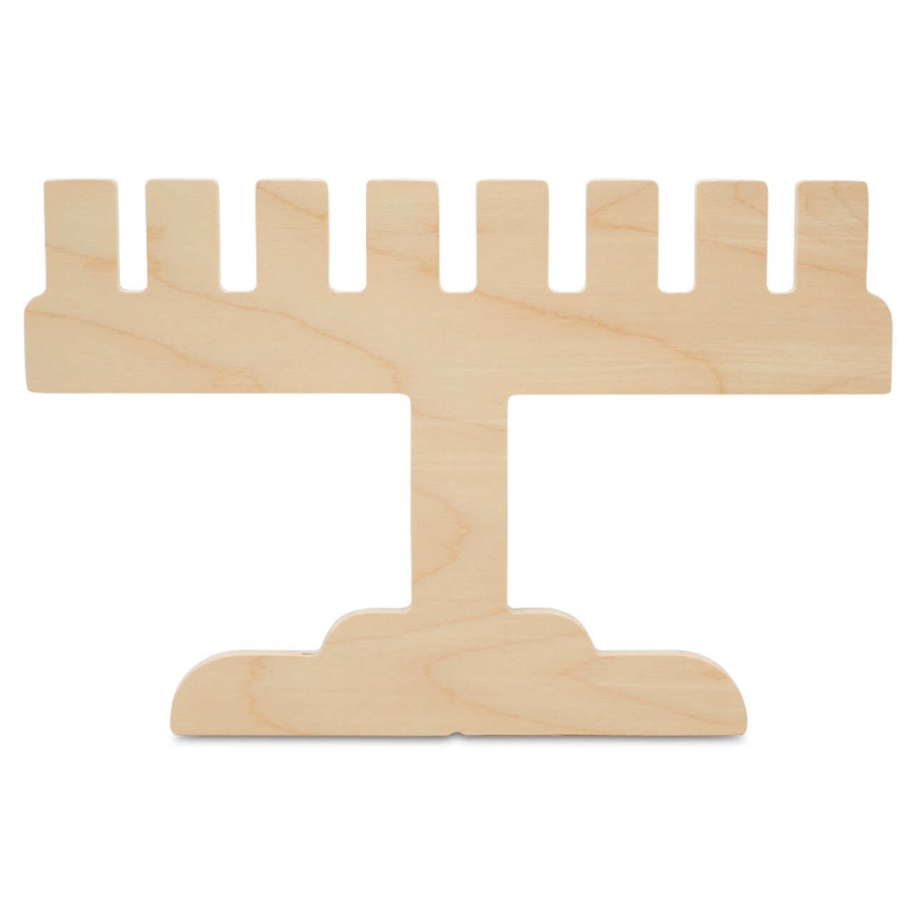 Wooden Menorah Cutout, Modern Shape, for Hanukkah Decor | Woodpeckers